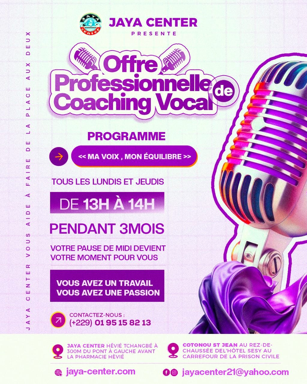 Affiche Offre professionnelle de coaching vocal « Ma voix, mon équilibre »