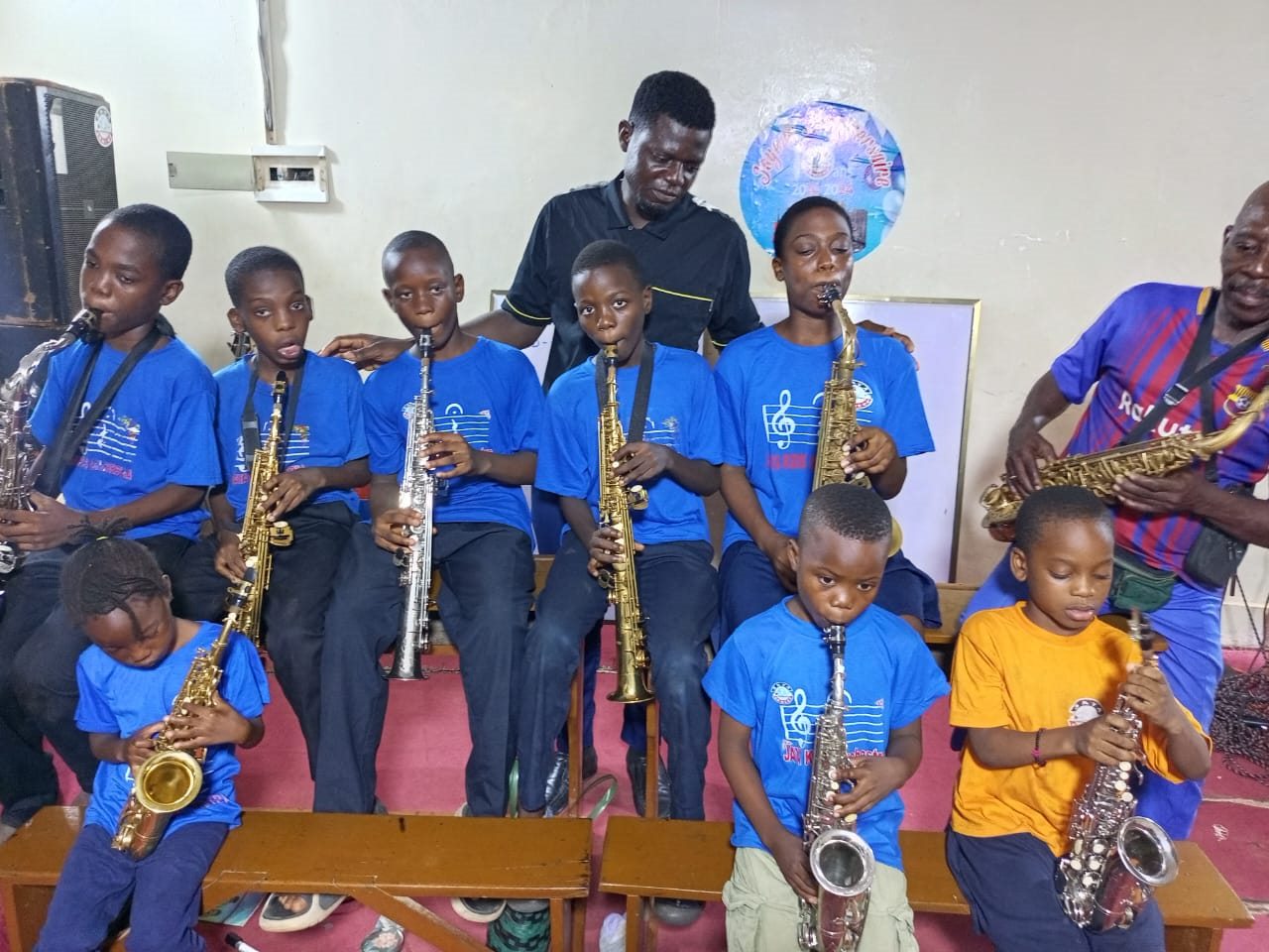 Classe de saxophone avec les formateurs